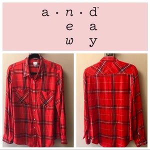 A New Day Longsleeved Plaid 100% Rayon Top L
